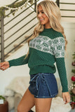 Snowflake Dotted Print Round Neck Sweater