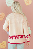 Bow Pattern Open Front Cardigan