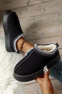 Contrast Print Plush Lined Snow Boots