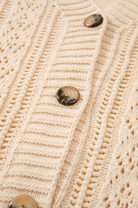 Open Knit Drop Shoulder Sweater Cardigan