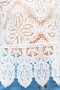Bohemian Macrame Lace Crochet Half Sleeve Blouse