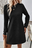 Textured Long Sleeve Shift Dress