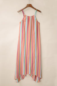 Bohemian Striped Print Sleeveless Holiday Maxi Dress