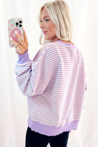 Stripe Loose Drop Shoulder Long Sleeve Top