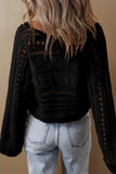 Hollow-out Cable Knit Cropped Sweater