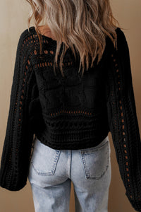 Hollow-out Cable Knit Cropped Sweater