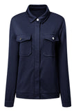 Zip Up Button Flap Pocket Shirt Collar Jackets