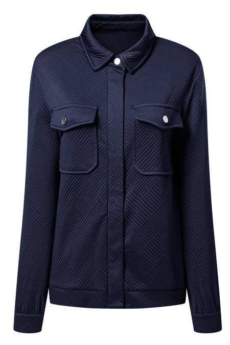 Zip Up Button Flap Pocket Shirt Collar Jackets