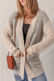 Color Block Pocketed Open Front Cardigan