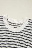 Stripe Ribbed Trim Loose Fit Knitted Sweater Vest