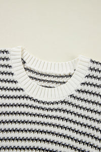 Stripe Ribbed Trim Loose Fit Knitted Sweater Vest