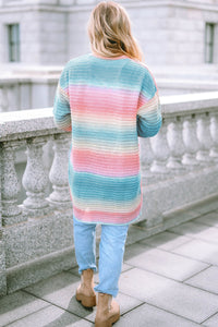 Gradient Knit Open Cardigan with Pockets