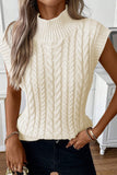 Cable Knit High Neck Sweater Vest