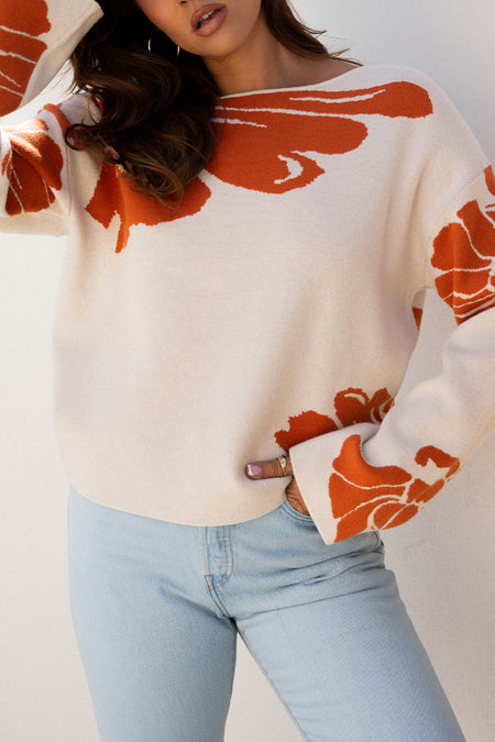 Flower Pattern Oversized Sweater