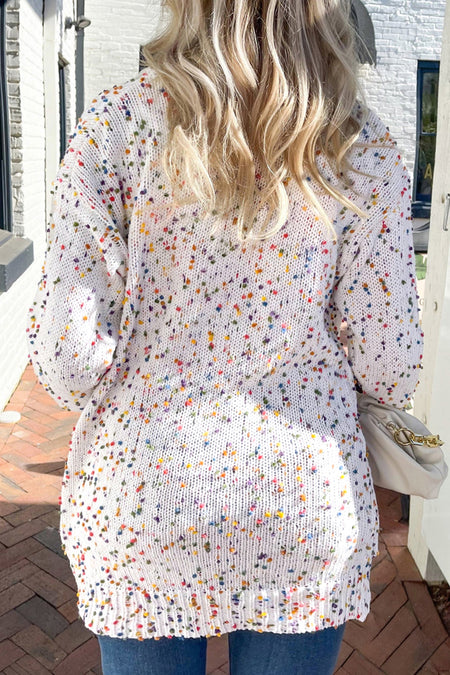 Confetti Rib Knit Long Sleeve Cardigan