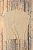 Patch Pocket Ribbed Knit Short Sleeve Sweater