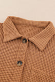 Pink Waffle Knit Button Up Casual Shirt