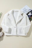 Faux Fur Button Pocketed Lapel Collar Jacket