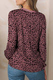 Animal Spotted Print Round Neck Long Sleeve Top