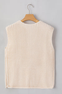 Knit Side Pockets Buttoned Sweater Vest