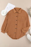 Pink Waffle Knit Button Up Casual Shirt