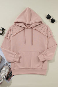 Rivet Stud Raglan Sleeve Hoodie with Pocket