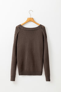 Open Knit Drop Shoulder Sweater Cardigan