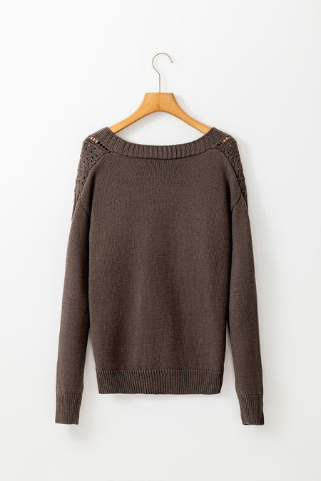 Open Knit Drop Shoulder Sweater Cardigan