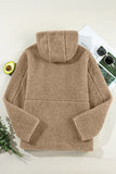 Fleece Zip Up Drawstring Hooded Pocketed Jacket