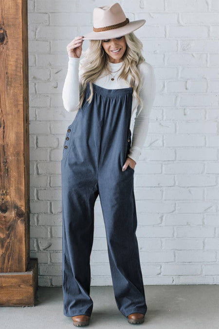 Pocketed Loose Fit Corduroy Overall