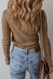 Broider Ribbed Long Sleeve Top