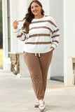 Striped Drop Shoulder Pullover and Jogger Pants Set