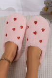 Heart Shape Embroidered Slip On Plush Slippers