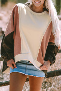 Oversized Color Block Patchwork High Low Hoodie