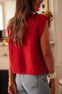 Knit Side Pockets Buttoned Sweater Vest