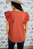 Tiered Ruffled Sleeve Crew Neck T Shirt