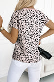 Animal Spotted Print Round Neck Long Sleeve Top