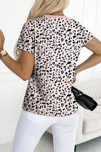 Animal Spotted Print Round Neck Long Sleeve Top