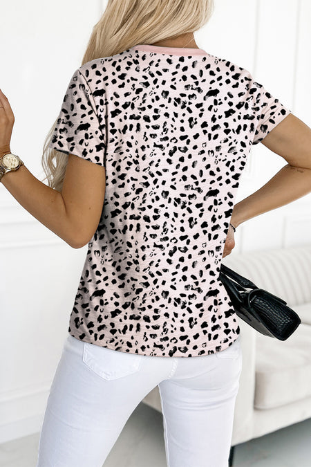 Animal Spotted Print Round Neck Long Sleeve Top