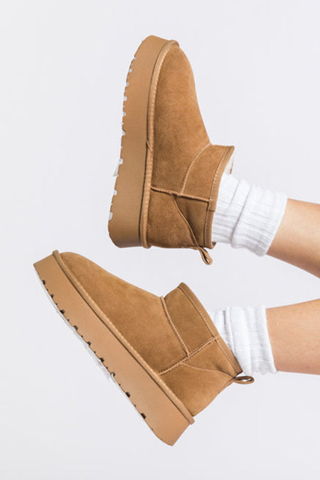 Faux Fur Lined Suede Ankle Snow Boots