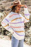 Colorblock Confetti Stripe Lantern Sleeve Sweater