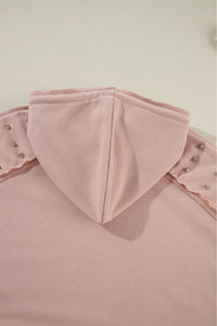 Rivet Stud Raglan Sleeve Hoodie with Pocket