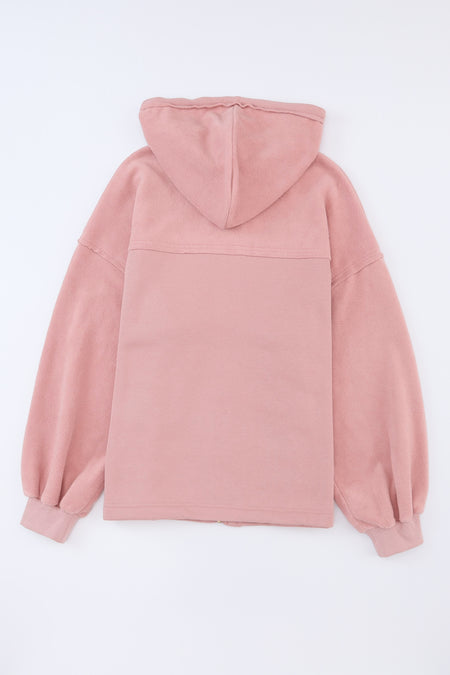 Flap Pocket Drawstring Hood Zip Up Jacket