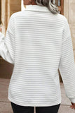 Quilted Texture Sporty Collared Long Sleeve Top