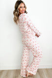 Santa Claus Striped Print Loose Fit Two Piece Lounge Set