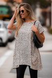 Leopard Print Dolman Short Sleeve Pocket Tunic