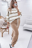 Striped Drop Shoulder Pullover and Jogger Pants Set