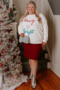 Tinsel Merry AND Bright Pattern Plus Size Christmas Sweater