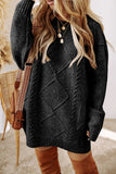 Cable Knit Drop Shoulder Loose Fit Sweater Dress