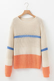 Colorblock Striped Drop Shoulder Cozy Sweater